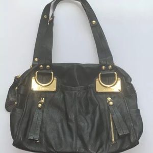 B Makowsky Black Leather Satchel.